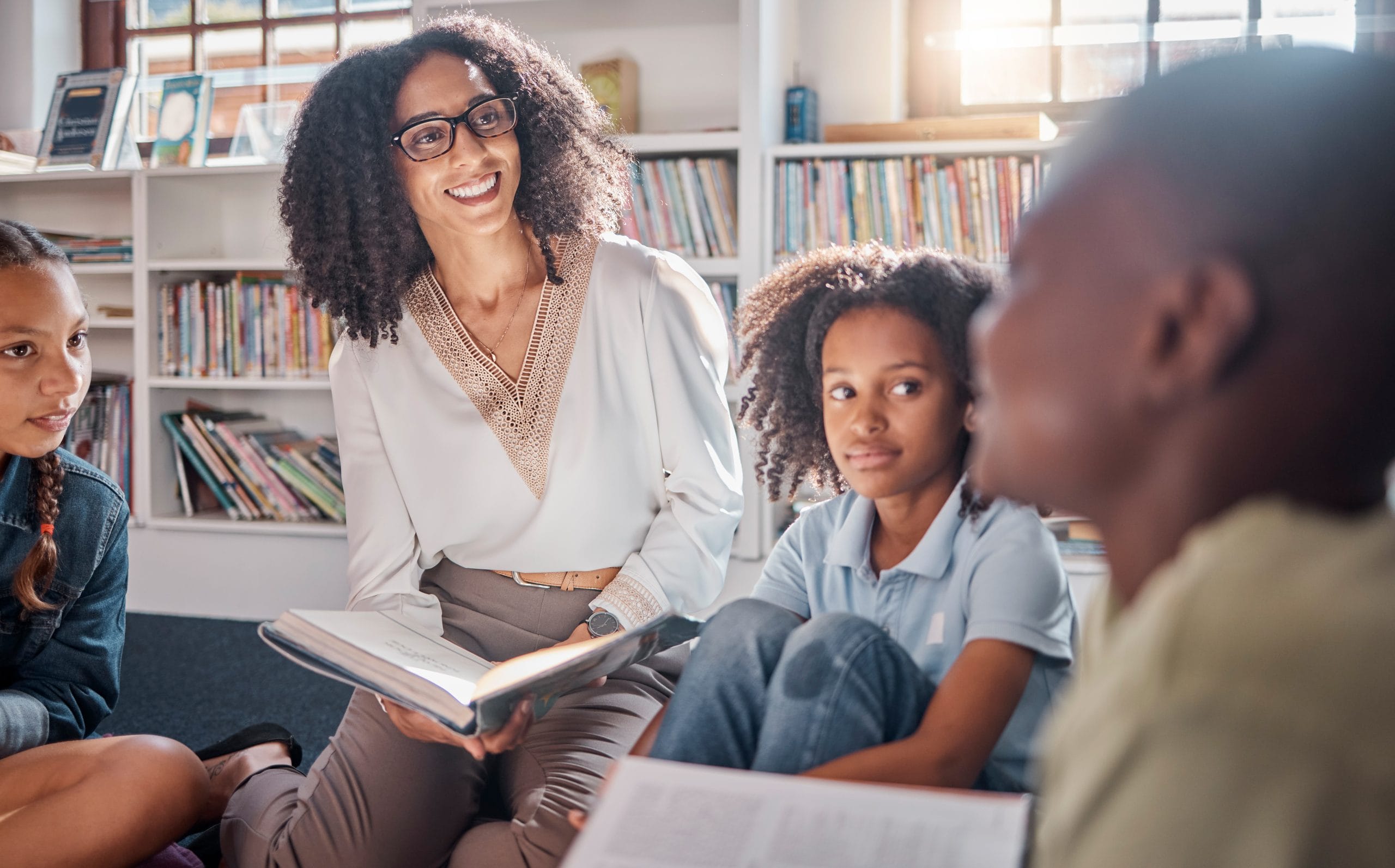 Teacher reading to students